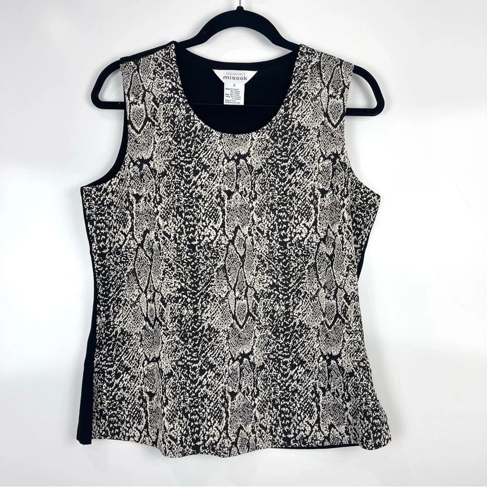 Exclusively Misook Snake Print Sleeveless Blouse Size Small
